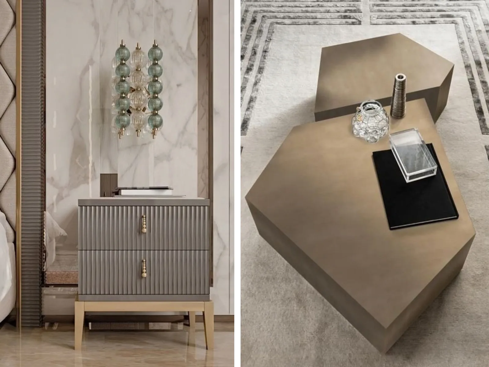Custom abstract coffee table in high-gloss matched veneer at Central Park Resorts, Gurgaon by SpaceTalk Designs