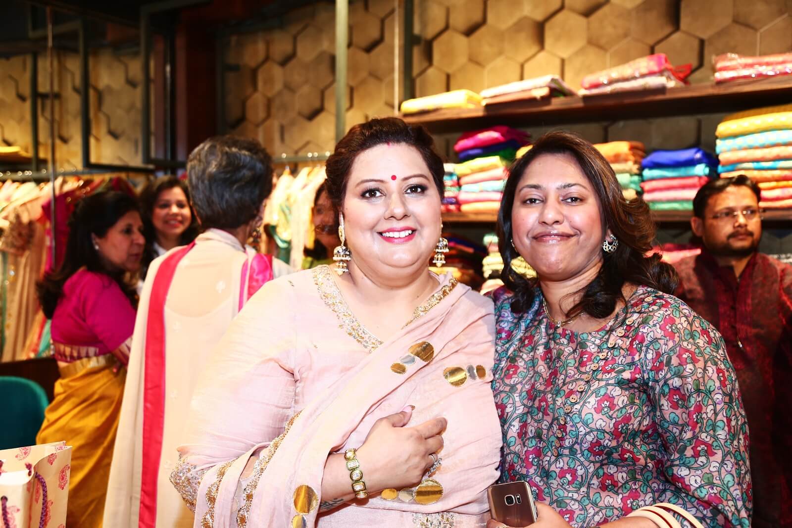 Himani Bhatia with client Jyoti Kapoor at the boutique launch