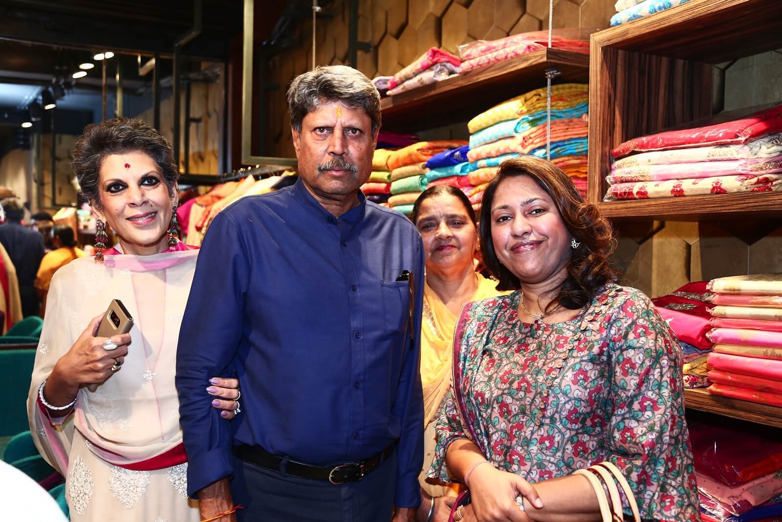 Kapil Dev and Romi Dev inaugurating the Raas by Kaaj boutique