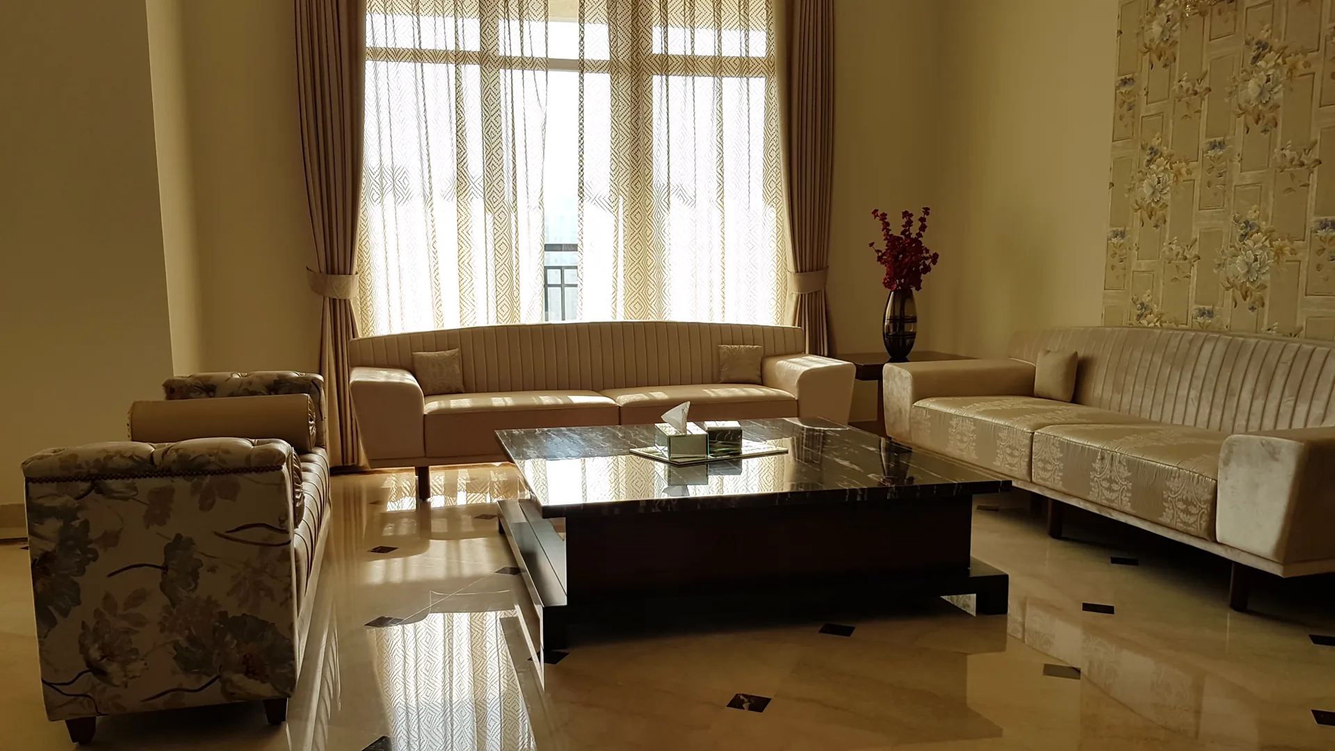 Signature furniture in a luxury living room, Gurgaon by SpaceTalk Designs