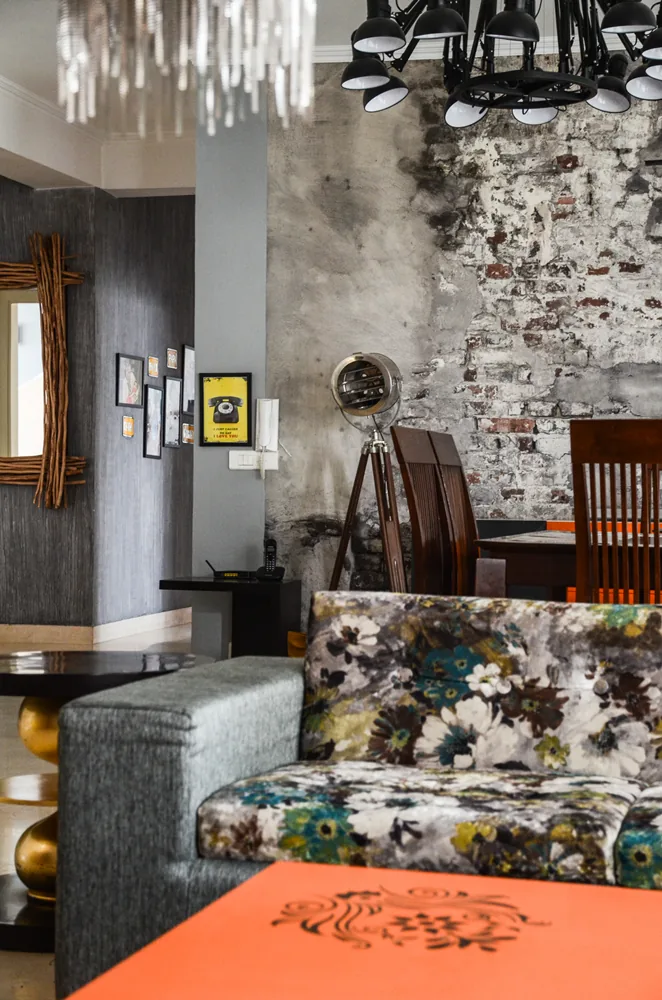 Material textures and upholstery detail on Golf Course Extension Road, Gurgaon by SpaceTalk Designs